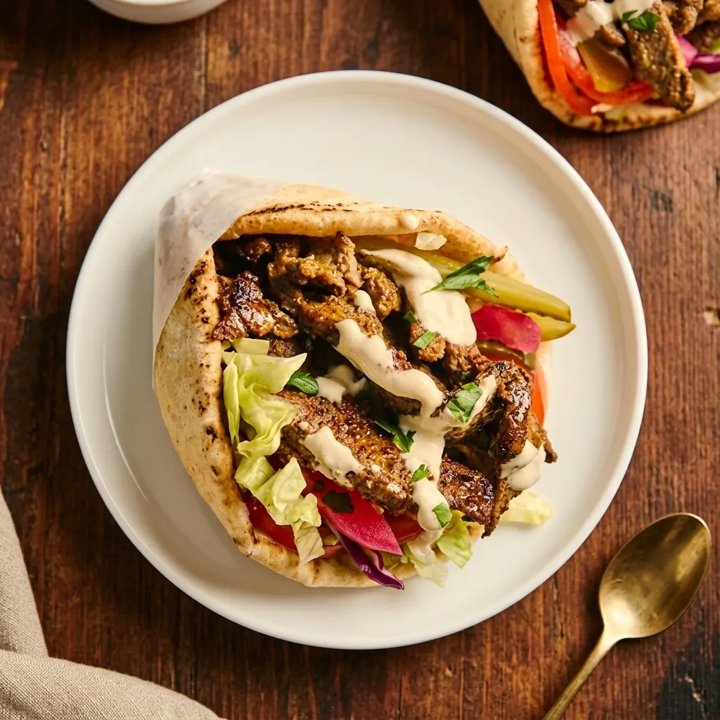 Mixed Sandwich with beef donair and chicken shawarma in one pita — Aida's Donair Calgary